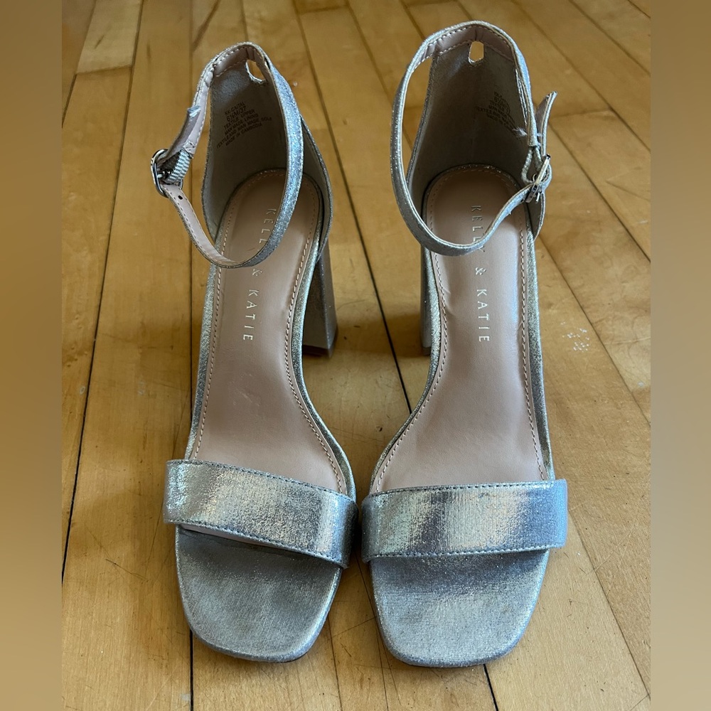 Kelly & Katie Caital Sandal Silver 3 Inch Heel